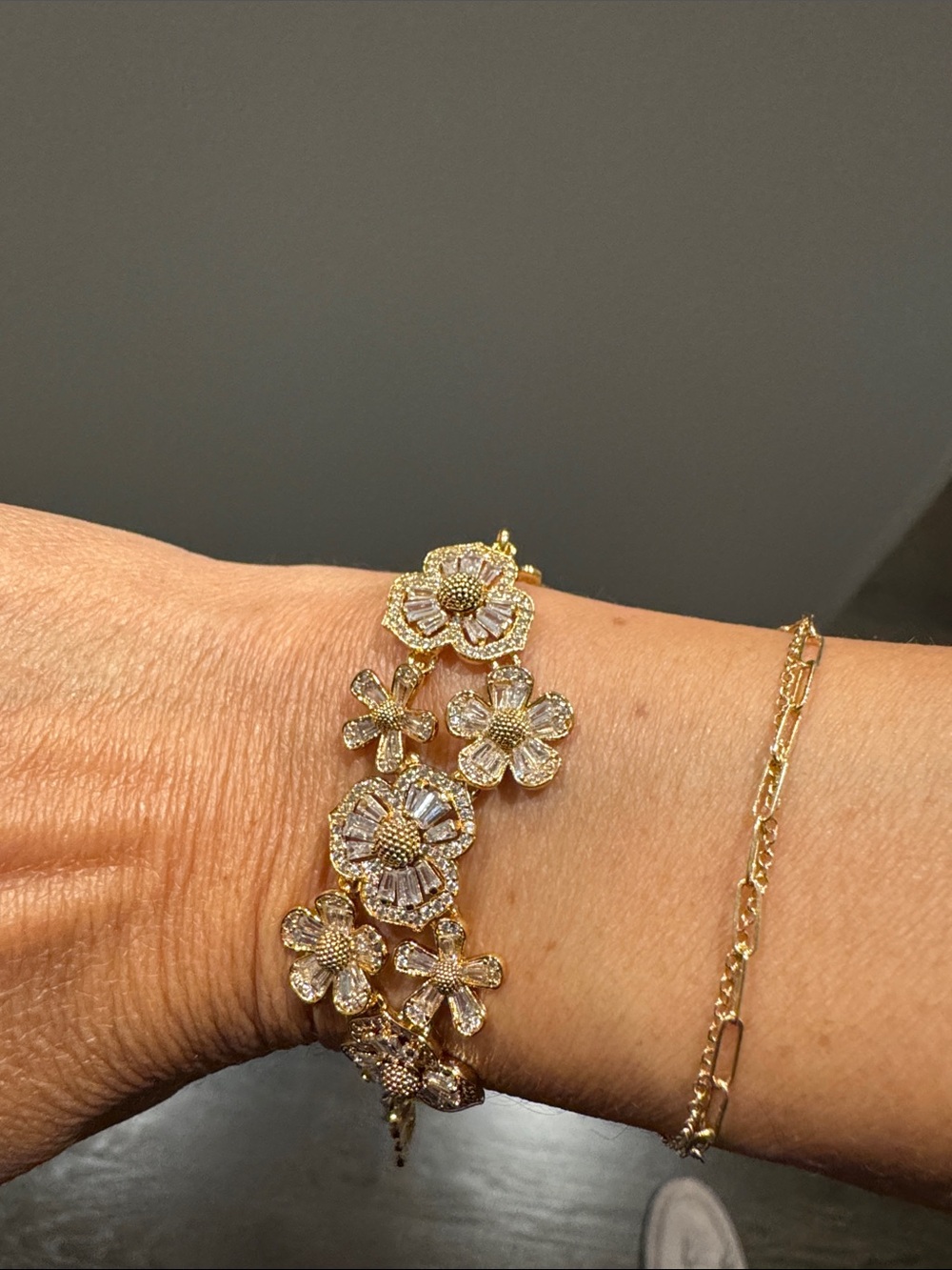 Gold Floral Cluster Bracelet for Women
